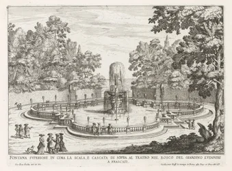 Fontein in de tuinen van de Villa Torlonia te Frascati 階段の上の噴水と劇場の上の滝 (...) (オブジェクトのタイトル) フラスカーティのヴィラの噴水 (シリーズ タイトル) フォンテイネン・ヴァン・フラスカーティ（シリーズタイトル）