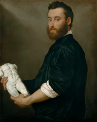 "Portrait du sculpteur Alessandro Vittoria (1525-1608)" (The Sculptor Alessandro Vittoria (1525-1608)) Peinture de Giovan Battista Moroni (1520/25-1578) - vers 1552-1553 - 油彩・キャンバス Dim 82,5x64,6 cm Art History Museum, Vienne