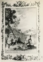 トルカート・タッソ（1544-1595）の詩にジョヴァンニ・バッティスタ・ピアゼッタ（1683-1754）が描いた挿絵「届けられたエルサレム」カントXII、1745年にヴェネツィアで出版された版、イタリア