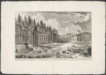 Forum Romanum met de Tempel van Jupiter Stator te Rome 古代ローマのフォーラムがあったサイトのビュー (オブジェクトのタイトル) Gezichten op Rome (シリーズタイトル) Giambattista Piranesi の建築家 Ve(nez)iano によって描かれ彫刻されたローマの景色 (シリーズ タイトル)
