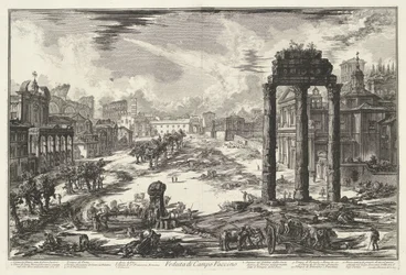 フォーラム ロマヌム テ ローマ カンポ ヴァチーノの眺め (オブジェクトのタイトル) Gezichten op Rome (シリーズタイトル) Giambattista Piranesi の建築家 Ve(nez)iano によって描かれ彫刻されたローマの景色 (シリーズ タイトル)