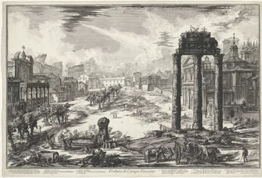 フォーラム ロマヌム テ ローマ カンポ ヴァチーノの眺め (オブジェクトのタイトル) Gezichten op Rome (シリーズタイトル) Giambattista Piranesi の建築家 Ve(nez)iano によって描かれ彫刻されたローマの景色 (シリーズ タイトル)