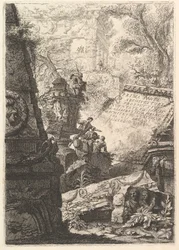 Frontispiece：建築の最初の部分と展望、ローマ、ca。 1750。