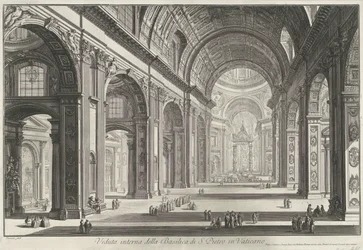 Interieur van de Sint-Pietersbasiliek te Vaticaanstad バチカンのサンピエトロ大聖堂の内部ビュー (オブジェクトのタイトル) Gezichten op Rome (シリーズタイトル) Giambattista Piranesi の建築家 Ve(nez)iano (シリーズ ti
