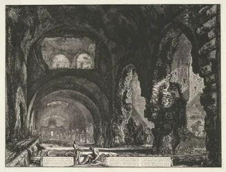 Interieur van de Tempel van Hercules Victor te Tivoli ヴィラ ディ メチェナーテの内部ビュー (オブジェクトのタイトル) Gezichten op Rome (シリーズタイトル) Giambattista Piranesi の建築家 Ve(nez)iano によって描かれ彫刻されたローマの景色 (シリーズ タイトル)