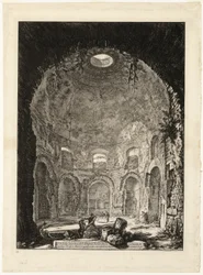 Views of Rome からの、いわゆる Tempio della Tosse [咳の神殿] の内部ビュー