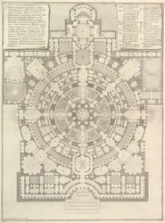 グリーの古代体操の後に設計された広々とした壮大な大学の計画...、1750年。