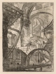 刑務所：煙る火のあるアーチの展望、1745-1750。