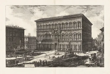 Vedute di Roma (Views of Rome) からの Palazzo Farnese (Palazzo Farnese の眺め) の眺め