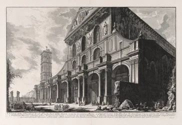 Vedute di Roma (ローマの景色) からコンスタンティヌス大帝によって建てられた、壁の外にある聖パウロ大聖堂の眺め
