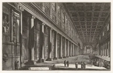 Vedute di Roma (ローマの景色) からのサンタ マリア マッジョーレ大聖堂の内部ビュー (サンタ マリア マッジョーレ大聖堂の内部ビュー)
