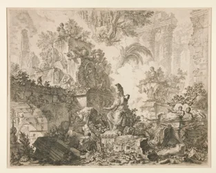 ローマの景色: ミネルヴァ像のある口絵