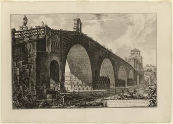 Views of Rome から、ローマの外 2 マイルにあるテヴェレ川に架かるポンテ モール [またはミルウィウス橋] の眺め