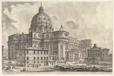 Vedute di Roma Roma... から見た、バチカンのサンピエトロ大聖堂の外観。 1748年。