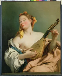 マンドリンを持つ少女、1755-60
