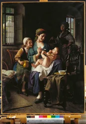 食事時間（キャンバスに油彩）