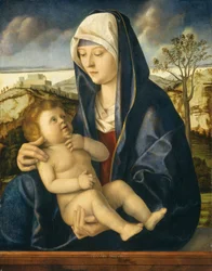 風景の中のマドンナと子供、c。 14901500。