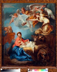 グレケット（ジョヴァンニ・ベネデット・カスティリオーネ）の「キリスト降誕図」（1610-1665年）。