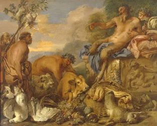 贈り物を運ぶサテュロス、1640 年代初頭。