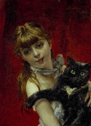 黒猫を連れた少女 1885年頃 油彩・カンヴァス
