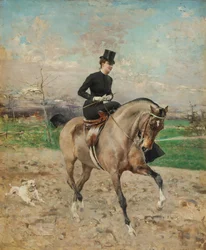 女曲馬師。 1878年、馬に乗ったアリスレノー。
