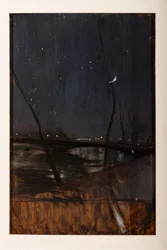 セーヌ川の夜（油彩・パネル）