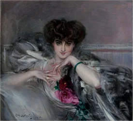 "Portrait de la princesse Catherine Radziwill (1858-1941)"(キャサリン・ラドジウィル王女）ジョバンニ・ボルディーニ（1842-1931）の絵画