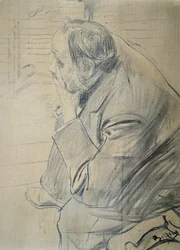 ジョヴァンニ・ボルディーニ（1842-1931）によるエドガー・ドガの肖像 木炭・キャンバス 605x46cm 1885年頃