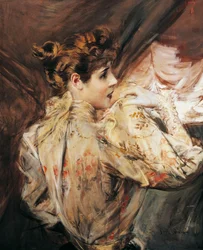 イタリアの女優、エレオノーラ・ドゥーゼ（ヴィジェヴァーノ1858-ピッツバーグ1924）の肖像、ジョヴァンニ・ボルディーニ（1842-1931）の絵画