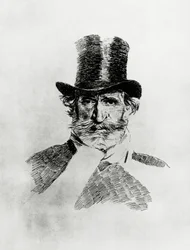 イタリアの作曲家ジュゼッペ・ヴェルディ（1813-1901）の肖像画、ジョヴァンニ・ボルディーニ（1842-1931）の絵