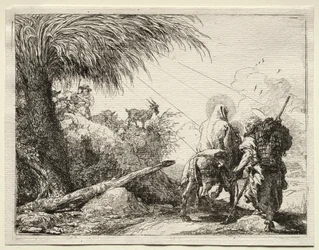 エジプトへの飛行：聖家族とヤシの木。