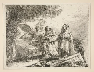 シリーズ Idee pittoresche sopra la fuga in Egitto (Flight into Egypt) から、腕にイエスを運ぶヨセフ