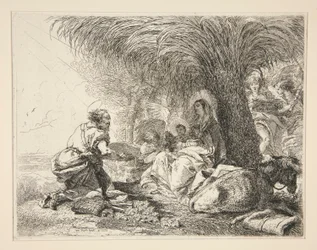幼児イエスを崇拝する聖ヨセフ、シリーズ Idee pittoresche sopra la fuga in Egitto (Flight into Egypt) より