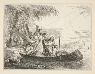 聖家族はボートに乗り込む、シリーズ Idee pittoresche sopra la fuga in Egitto (Flight into Egypt) より