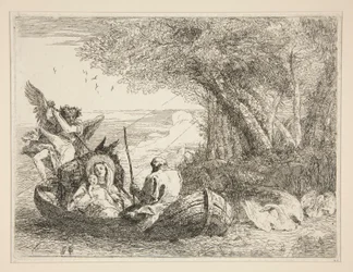 ボートで旅する聖家族、シリーズ Idee pittoresche sopra la fuga in Egitto (Flight into Egypt) より