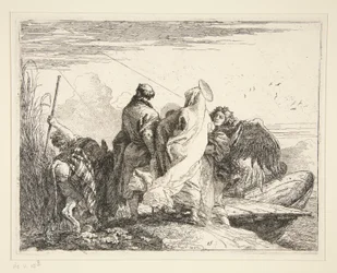 シリーズ Idee pittoresche sulla fuga in Egitto (Flight into Egypt) より、川沿いの聖家族