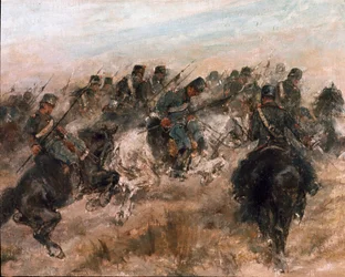 1859年のイタリアのキャンペーン。「ピエモンテ騎兵の突撃」 ジョバンニ・ファットーリ（1825-1908）画 ローマ、近代美術館ガレリア