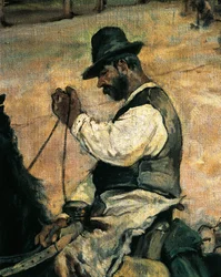 マレンマにおける若い雄牛のマーキング、1887年頃、ジョヴァンニ・ファットーリ（1825-1908）作、86x172cm、詳細