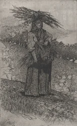 棒を集める農民の女性、1884～1908年。