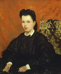 ジョヴァンニ・ファットーリ（1825-1908）による「最初の妻の肖像」、油彩・キャンバス、83x70cm