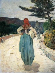 白い道、ジョヴァンニ・ファットーリ（1825-1908）作、油彩・キャンバス、96.5x73cm