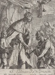 貧しい人々に施しをするセントルイス、1735年。
