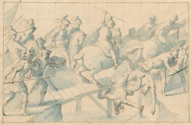 橋の上の戦い 1600年頃（ペン・インク）