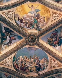 キリストの栄光」フレスコ画、ジョヴァンニ・ランフランコ（1582-1647）作、イタリア、カンパニア州ナポリ、サン・マルティーノのチェルトーザ教会の丸天井部