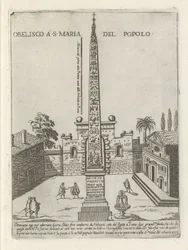 ローマのポポロ広場にあるエジプトのラムセス 2 世のオベリスク Obelisco a S. Maria del Popolo (オブジェクトのタイトル) ローマの近代および古代のモニュメントと建造物 (シリーズ タイトル) ローマのチッタの装飾 (シリーズ)