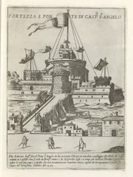 Engelenburcht と Engelenbrug Fortezza e ponte di Cast.o S.o Angelo (オブジェクトのタイトル) ローマの近代および古代のモニュメントと建造物 (シリーズ タイトル) ローマの装飾作品 (シリーズ タイトル)
