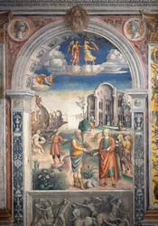 ジョヴァンニ・マリア・ファルコネット（1468-1535）によるフレスコ画、マンチュアのパラッツォ・ダルコ（2008年ユネスコ世界遺産登録）の「黄道十二宮の間」（イタリア・ロンバルディア州