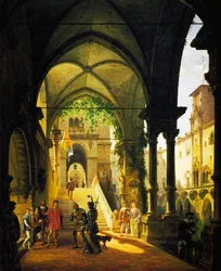 バローロ城のルイ11世」ジョヴァンニ・ミグリアラ（1785-1837）作