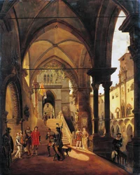 バローロ城でのルイ11世」ジョヴァンニ・ミグリアラ（1785-1837）作、油彩・キャンバス、80x65 cm