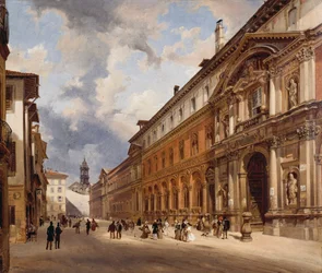 ミラノの大病院（Ospedale Maggiore）の眺め、Giovanni Migliara（1785-1837）作、油彩・キャンバス、34x40 cm